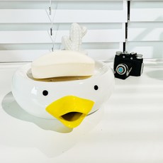 陶瓷胖鴨肥皂架, 白色, 1個