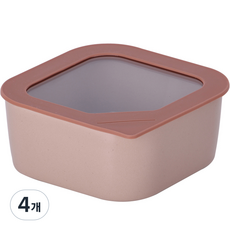 네오플램 피카 원 도자용기 정사각 로즈핑크, 4개, 650ml