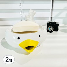 陶瓷胖胖鴨肥皂架, 白色, 2個