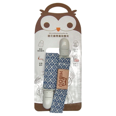 HiBOU 喜福 緹花織帶萬用雙夾 奶嘴夾, 海松藍, 1個