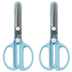 KUTSUWA 兒童安全剪刀附蓋 左手，不鏽鋼刀片，ABS手柄, 2支