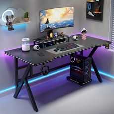 코멧 홈 게이밍 컴퓨터 책상 세트 1200 (컴퓨터 받침대+모니터 받침대 포함), 블랙