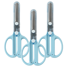 KUTSUWA 兒童安全剪刀附蓋 左手，不鏽鋼刀片，ABS手柄, 3支