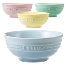 LE CREUSET 粉彩迷你冰品碗4入組, 海岸藍+薄荷綠+雪紡粉+愛麗絲黃, 1組