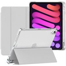 케이안 애플펜슬 수납 투명 태블릿PC 커버 매트 아이코어 케이스, 라이트그레이