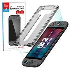 JOYTRON Nintendo Switch 2 9H強化玻璃螢幕保護貼 2入+指南組, 黑色, 1個, SW2-FILM01