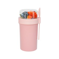 인블룸 2단 투웨이 소스통 샐러드 용기 230ml + 760ml + 스포크 세트, 핑크, 1세트