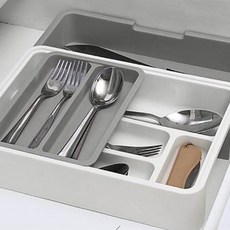 Lifesalim 可拆卸組合式3層滑動餐具收納盒, 灰色 白色, 1組