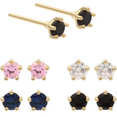 女款 14K包金 日常簡約方晶鋯石針式耳環 3mm JK22 + 禮物盒