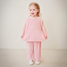 mollimelli 兒童涼感透氣簡約皺褶上下裝套組