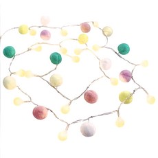 aibo 毛球圓球燈串, 電池式 2米20燈 (暖光), 小清新, 1組