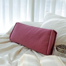 Begozani純棉線絎縫Chungmu方形蕎麥枕頭, 水洗酒紅色, 1入