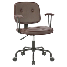 E-home Dario 戴力歐 拉扣扶手電腦椅, 深棕色, 透氣PU皮革, 易於清潔, 55 x 53 x 82~92cm