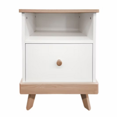 E-home Bucolic田園系上開下抽收納實木腳邊櫃, 原木色, 1件