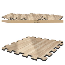 GINII 基尼 日系EVA巧拼木紋地墊 高密度彈性泡綿, 30 x 30 x 8cm, 淺米色, 1組