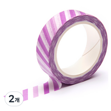 프린텍 디자인 마스킹 테이프 15mm x 10m, 퍼플 슬래시(DM27-1510), 2개
