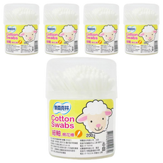 奈森克林 細軸棉棒 200支 100%親膚柔軟棉, 5罐