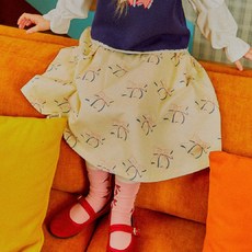 minidou 女童款粉色蝴蝶結喇叭裙