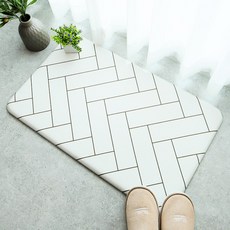 Market Plan 立體廚房地墊, 白色人字紋 + 亞麻, 1個