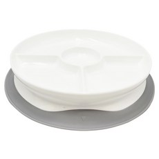OXO tot 好吸力分隔餐盤 練習吃飯不打翻, 大象灰, 1個