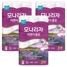 mona LISa. 自然優質天然紙漿3層高級捲筒衛生紙, 30m, 30入, 3個