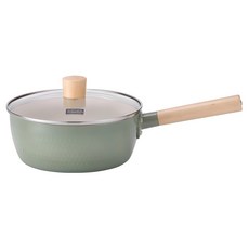 KITCHEN FLOWER Cookin IH爐適用陶瓷塗層不沾木柄湯鍋, 20cm, 綠色, 1個