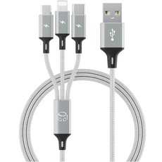 디지지 3in1 스마트폰 고속 충전 멀티케이블 스카이 메타, 메탈실버, 1개, 70cm
