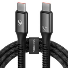 신지모루 C타입-C타입 우븐 100W PD 초고속 충전 케이블, 2m, 블랙, 1개