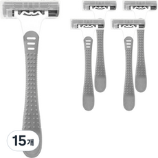 藍色市場緊湊型一次性剃須刀灰色, 15個, 1入