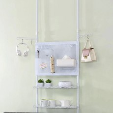 暘晟 沙發後頂天立地置物洞洞板, DIY組裝 白色 鐵材, 尺寸60x18.5x183-248cm 台灣製, 1個