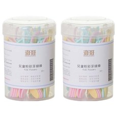 奇哥 兒童牙線棒 Set, 60支, 圓弧形牙弓設計, 扁線設計, 2罐