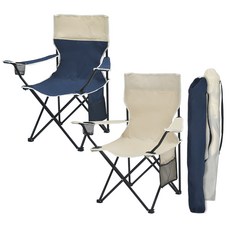 디유 아웃도어 접이식 캠핑 체어 2종 + 전용가방 2종 세트, 네이비투톤 + 아이보리, 1세트