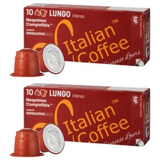 ItalianCoffee Lungo咖啡膠囊 適用Nespresso咖啡機, 5.5g, 10顆, 2盒