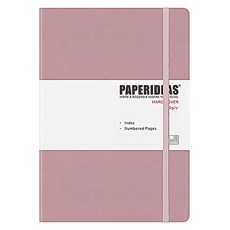 PAPERIDEAS 硬皮筆記本，188頁子彈筆記，B5尺寸，簡約封面, 點陣冰莓粉, 1本