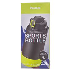Peacock 日本孔雀 運動酷跑316不鏽鋼 手提式直飲保冷保溫 水壺, 消光黑, 2L, 1個