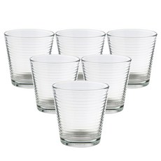 條紋V型玻璃杯 260ml, 單色, 6個