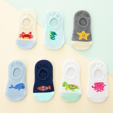 Base Alpha 兒童海洋動物朋友隱形襪7件組