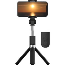 바나다 튤립 블루투스 삼각대 셀카봉, BND-B2RMTC-B03, 블랙
