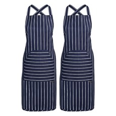 KitchenCraft 平口雙袋圍裙, 2個, 條紋藍