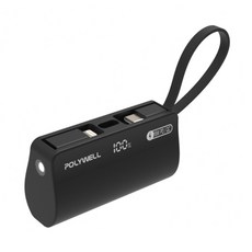 POLYWELL 寶利威爾 直插隨身行動電源 PB5000 5000mAh 18W快充 79 x 41.5 x 26mm 102g, PW15-T16-A006, 黑色