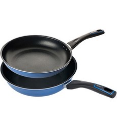 DORCO mychef purelight IH感應單柄不沾平底鍋具 2入組, 灰藍色, 煎鍋28cm+炒鍋28cm, 1組