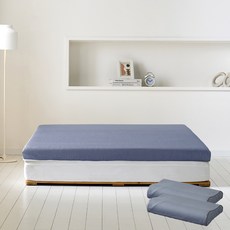 내추럴슬립 천연라텍스 매트리스 + 베개 2p, 차콜그레이, 7.5cm