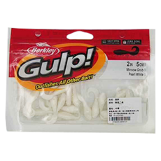 Berkley 貝克力 Gulp!Minnow Grub 魚頭捲尾蛆 軟蟲 路亞 捲尾蛆 GMG2-PW 2吋, 白色, 1包
