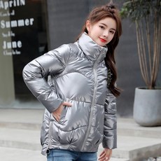 Elsso 女款立領亮面保暖鋪棉外套