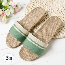 아리코 린넨 투톤 거실화, 그린, 3개