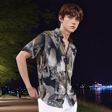 男士涼爽度假風夏威夷花卉襯衫 NCC139