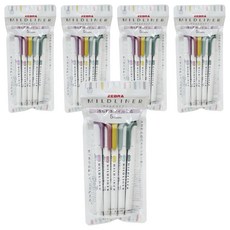 ZEBRA 斑馬牌 MILDLINER OT 螢光筆 5色組, 5套, 苔蘚綠, 薄荷綠, 含羞草黃, 煙燻紅, 鳶尾紫