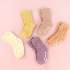 cocoB Dorothy 兒童羅紋緹花中筒襪5件組