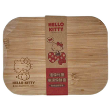 Hello Kitty 凱蒂貓 竹蓋長方型玻璃保鮮盒 1050ml, 單色, 1個