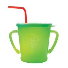 AGAFURA Magic系列雙耳防漏吸管杯, 綠色, 300ml, 1個